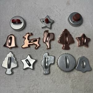 Vtg Lot 48 Cookie Cutters Press Tin Copper Plastic 50s 60s 70s Christmas Animal